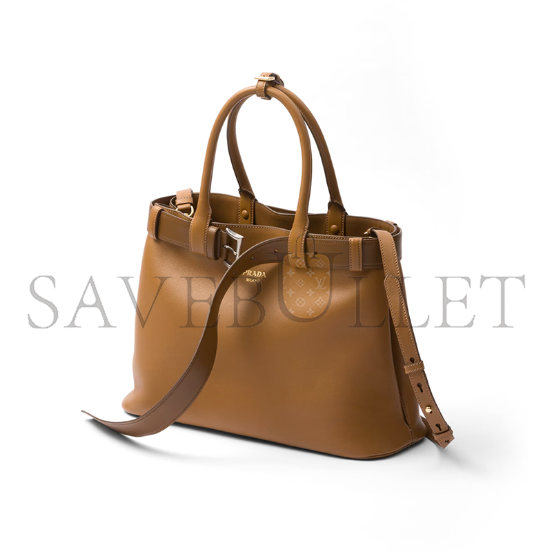 PRADA BUCKLE LARGE LEATHER HANDBAG WITH BELT 1BA416 (37.5*27.5*14cm)